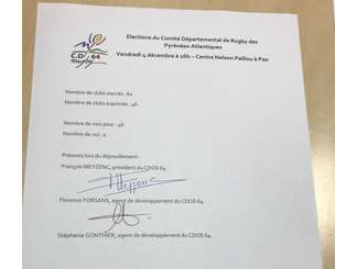 Le procès verbal de l'élection signé par les membres du CDOS